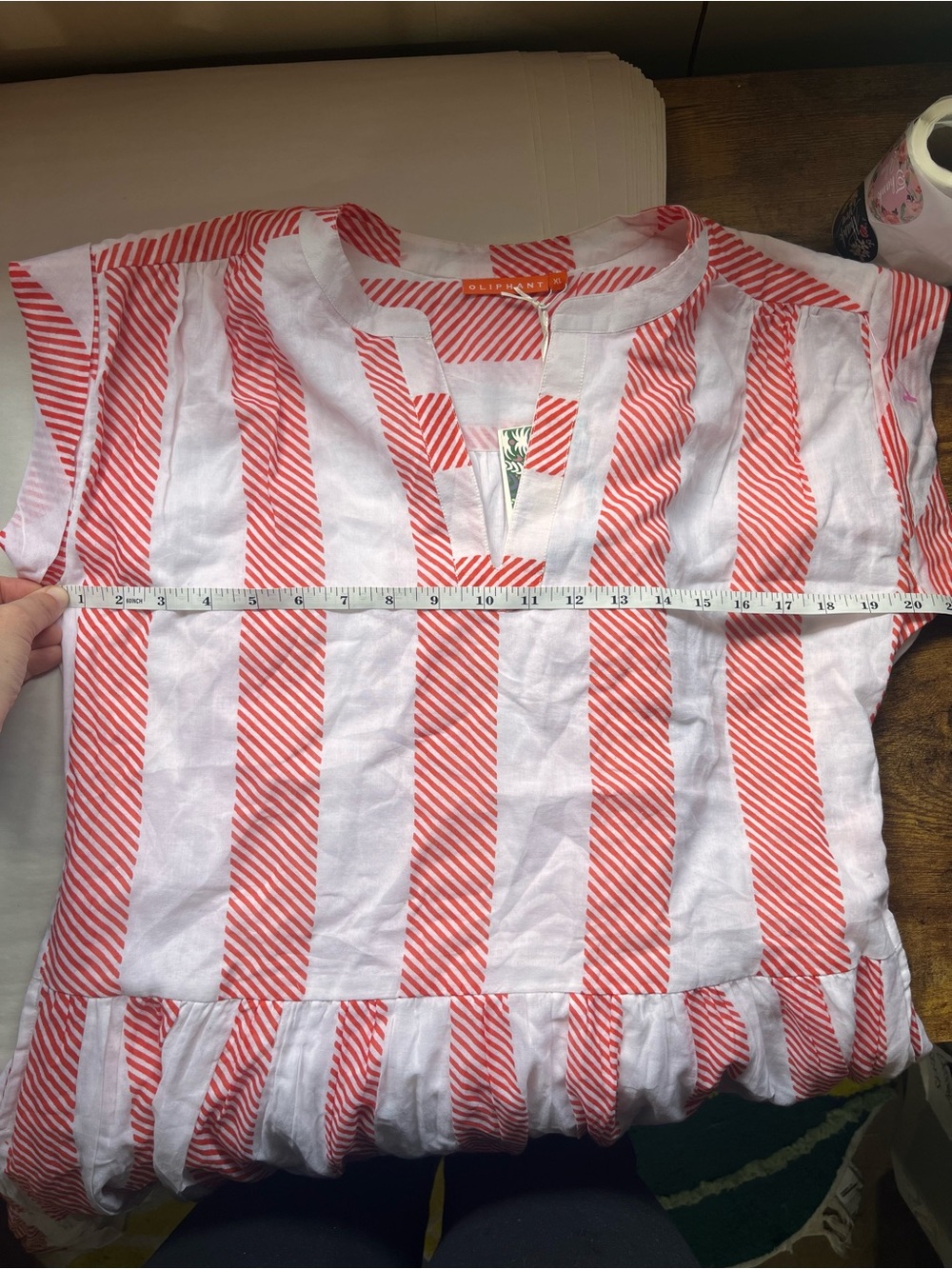 Oliphant NEW Coral and White Striped Tiered Mini Dress XL - Picture 12 of 14